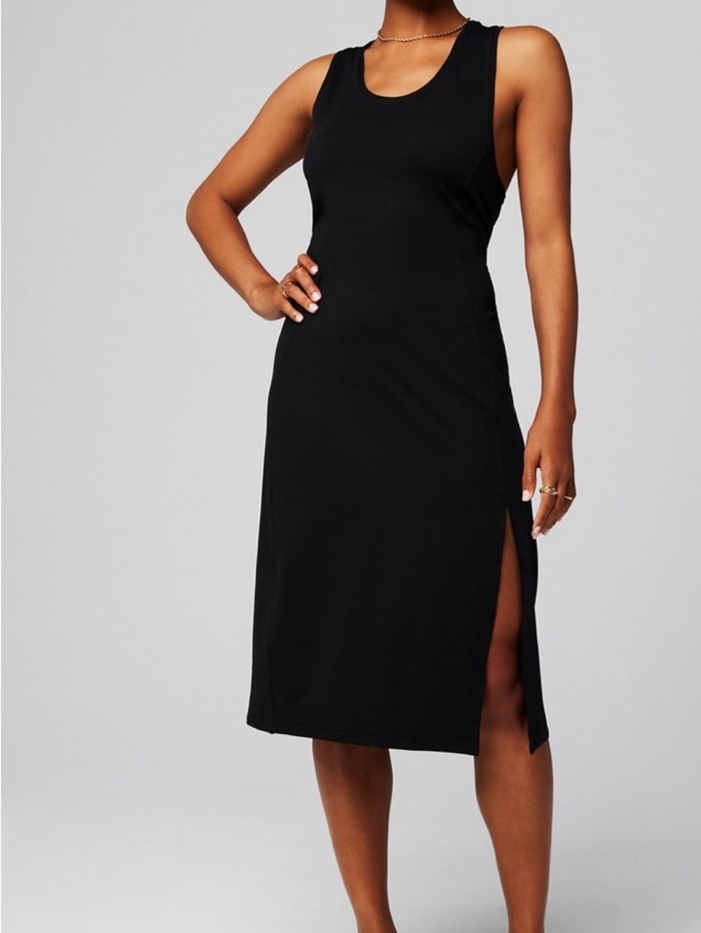Fabletics Black Sleeveless Midi Dress